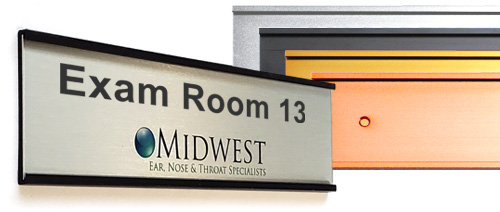 2x8 nameplate wall mounts are available in four colors