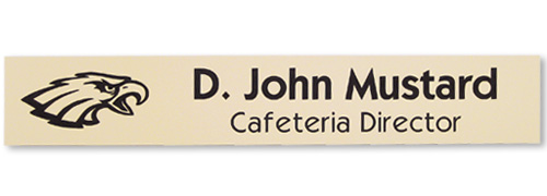 2x12 plastic nameplates with an engraved logo.