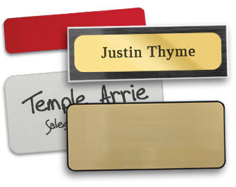 examples of blank metal and plastic name tags