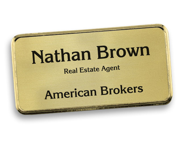 Classic 1.5x3 inch metal name tags.