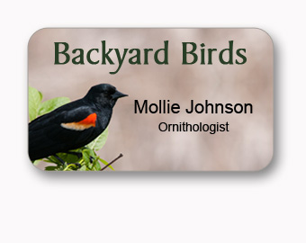 175x3 inch full color name tag, printed background
