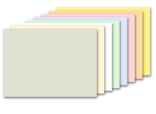Eight different color inserts made of cardstock. All are 2.25 x 3.5 inches.