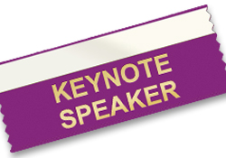 Badge ribbons with titles for meetings, conventions and conferences