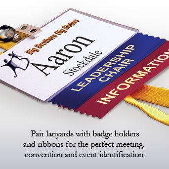 Lanyard with badge holders, badge ribbons.