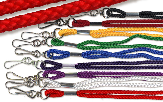 Braided cord lanyards with J-hook attachment, no customization