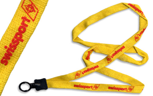 cotton knit lanyards with silk screen printing.