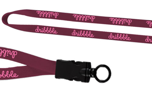pink silkscreen imprint on a 1/2 inch maroon lanyard with snap buckle finish