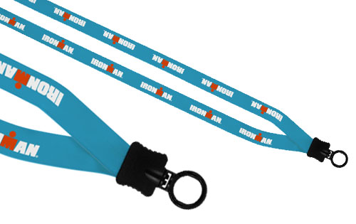 Dye sublimated lanyard, color printing, 1/2 inch width clamshell finish.