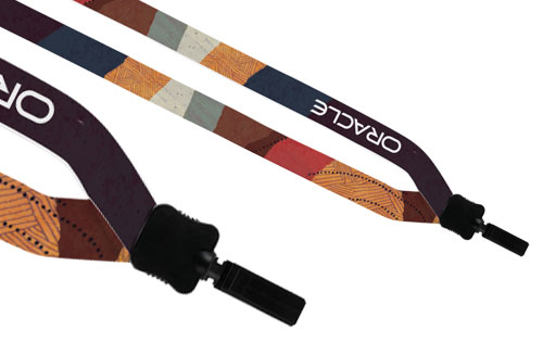 3/4 inch full color lanyard with a clamshell finish.