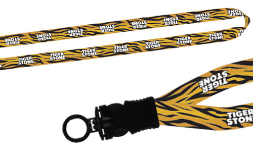Snap buckle finish with a plastic ring on a 1/2 inch full color lanyard.