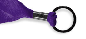 Custom polyester lanyards have a metal Crimp finish and a metal split ring attachment fastener.