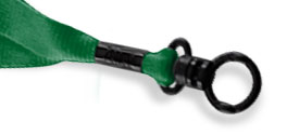Grass green polyester lanyard with a metal crimp finish and a plastic o-ring attachment.