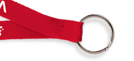 Economy polyester lanyard with a sewn finish and silver metal split ring.