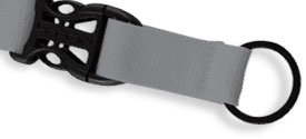 Slide Release on custom polyester lanyards with a sewn metal split ring.