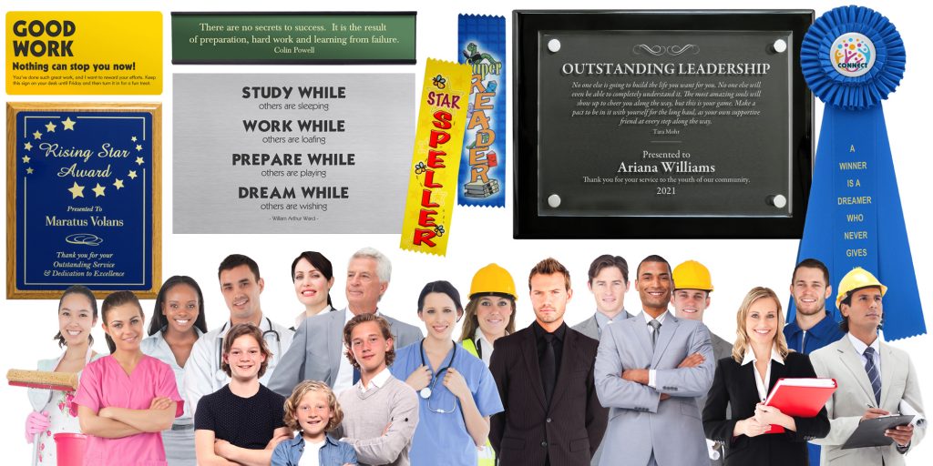 Recognize Achievement with award plaques, rosette ribbons and other personalized products.