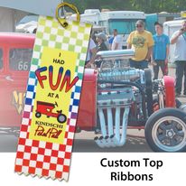 A custom top ribbon promoting a fun event.