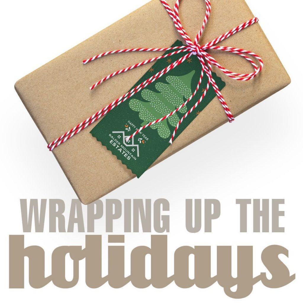A seasonal custom top ribbon on a product package for Christmas.