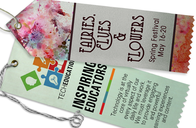 Custom top ribbons for sales and promotions for your business.