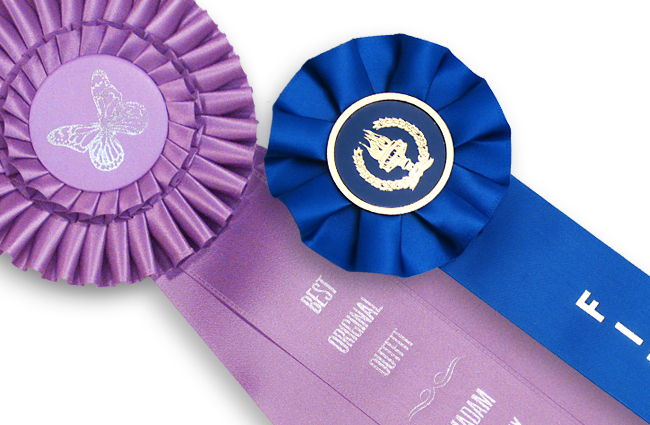 Rosette ribbons for events and different industries.