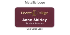 metallic logo stamped name tag
