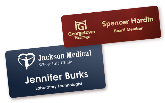 engraved name tags (metal and plastic)