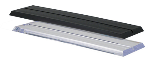 Black and clear 10 inch plastic desk bases.