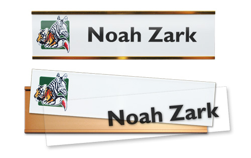 2x8 reusable nameplates with a metal backplate