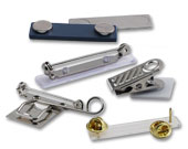 Available fasteners include deluxe magnets, pins and bulldog clips.