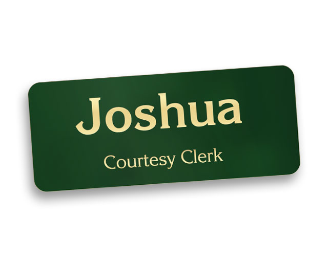 Classic 1.25x3 inch metal name tags. 
