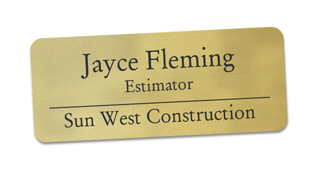 Style L name tag, 1.25x3 inches, 3 lines of text