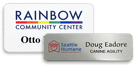 use a UV color logo to brand your name tags