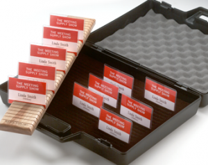 badge holder cases and custom trays to display your name tags for your next networking event