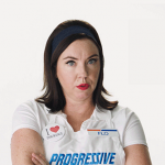 wear a name tag for a flo from progressive costume for halloween