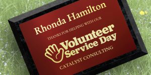 Small custom award plaque to be given in recognition of helping at a summer fun event.