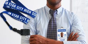 Upgrade your photo ID with matching, branded lanyards.