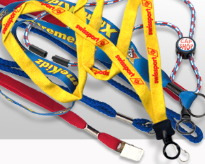 Various assortment of imprinted and badge lanyards.