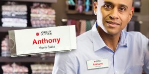 Clear Reusable Name Badge with a printed insert that shows how name tags work to increase business success.