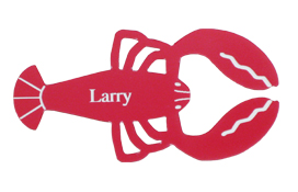 Name tag shaped like a lobster
