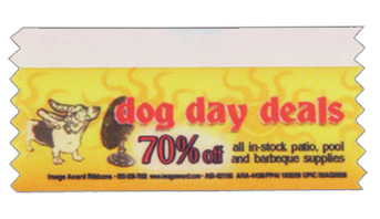 Horizontal color ribbon: Customer suplied art, Dog day deals.