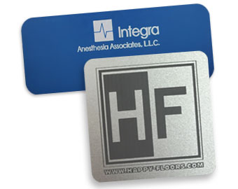 Metal logo badges
