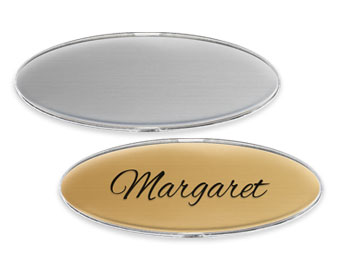 Elongated Oval Mighty Badges, 0.92x2.75 inches.