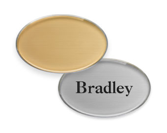 Small Oval Mighty Badges, 1.25x1.98 inches.