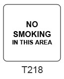 No Smoking In This Area sign